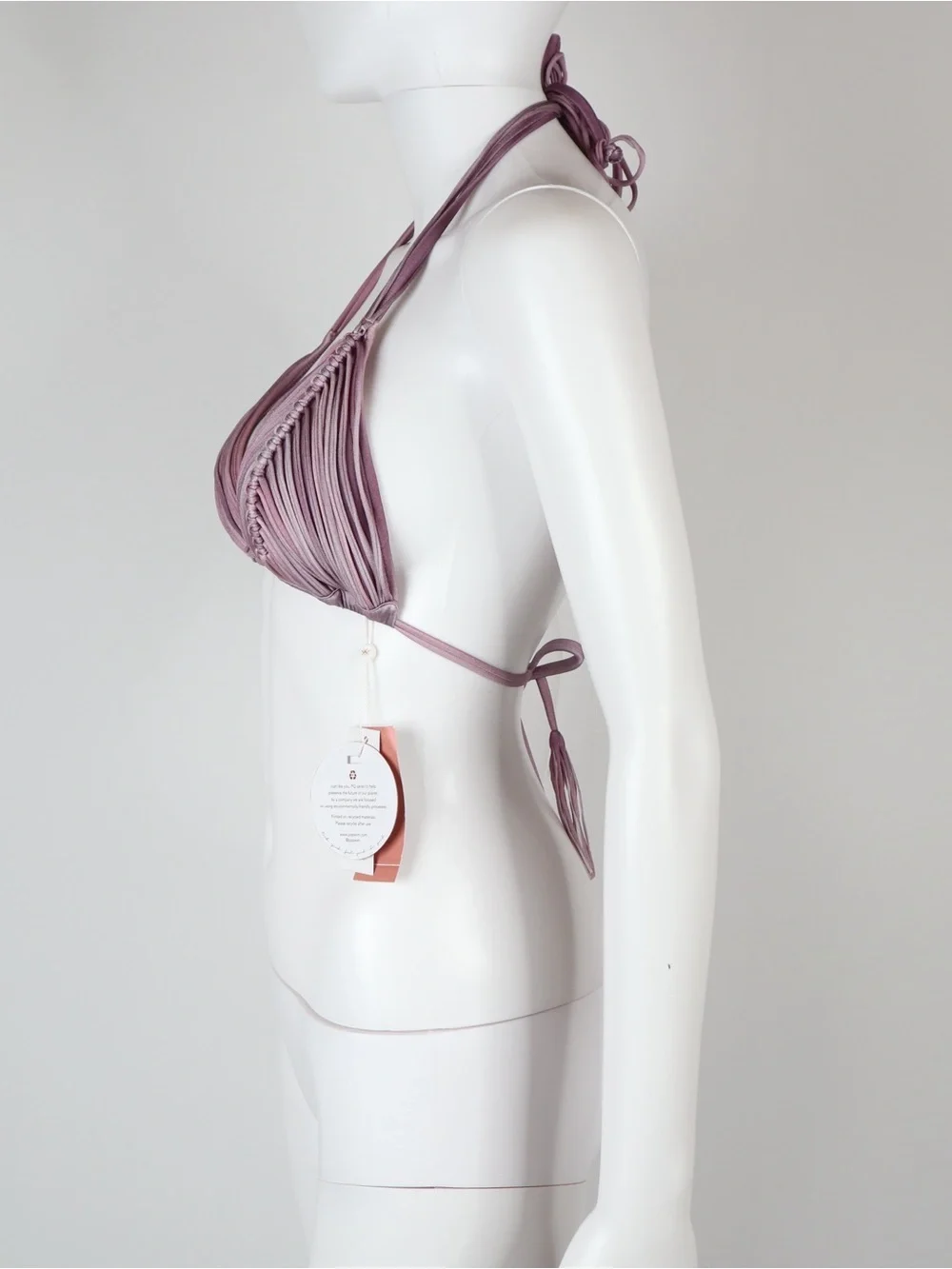 PQ SWIM | Women's Mauve Stringy Ruched Triangle Bikini Top
